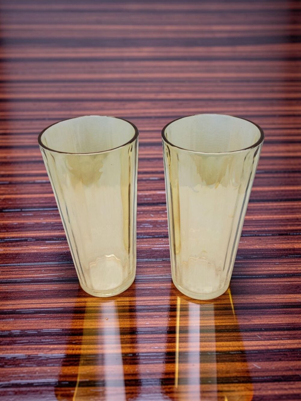 vintage set of 2  jeanette marigold lusterware 12oz drinking glasses